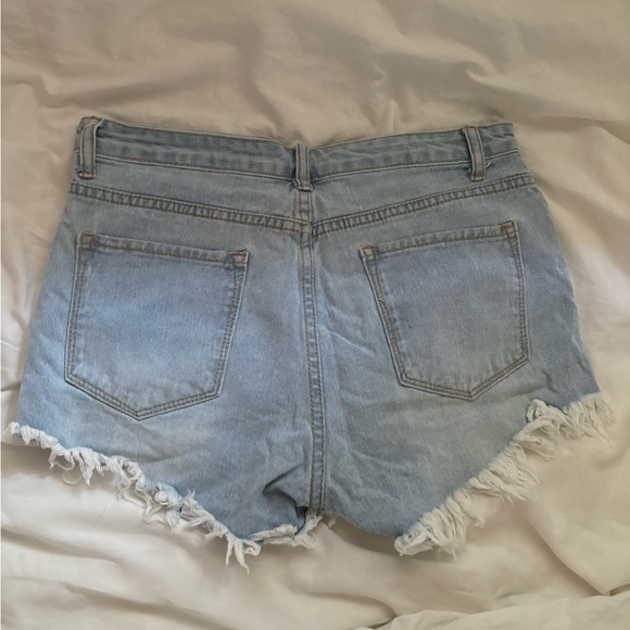 Light Blue Ripped Jean Shorts - Picture 3 of 3